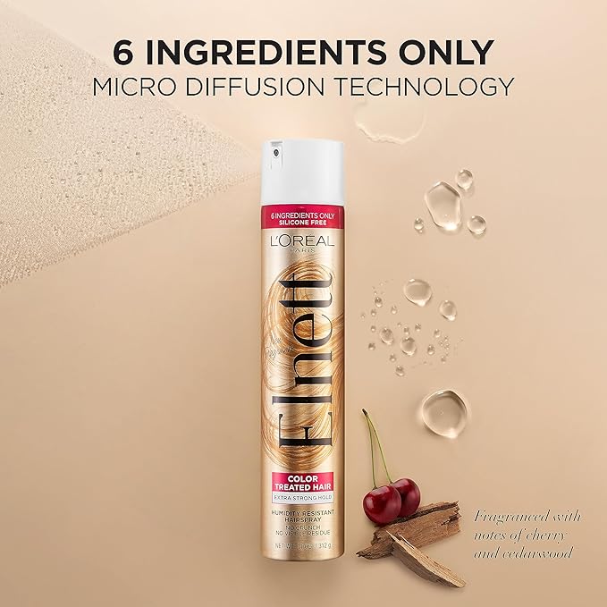 L'Oreal Paris Hair Care Elnett Satin Extra Strong Hold Hairspray For Color Treated Hair, Long Lasting Plus Humidity Resistant Hair Spray, 11 oz, (Pack of 2)-BrightBean Baby