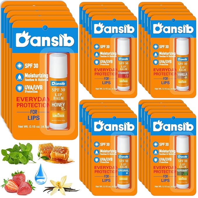 25 Pcs Sunscreen Lip Balms Bulk SPF 30 Lip Balms Stick with Sunscreen Employee Staff Appreciation Gifts Bulk Team Coworkers Christmas Party Gifts for Outdoor Travel Beach-BrightBean Baby