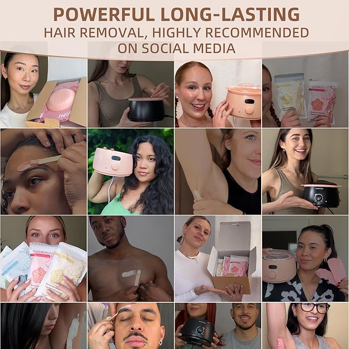 KOTAMU Wax Kit Pink Digital Hair Removal Waxing Kit for Women & Men Hot Wax Warmer Pot for Face, Eyebrow, Body, Brazilian, Bikini, Sensitive Skin Waxing Machine with 25 Accessories for Home Salon-BrightBean Baby