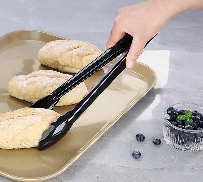 New Star Foodservice 35513 Utility Tong, High Heat Plastic, Scalloped, 12 inch, Set of 12, Black