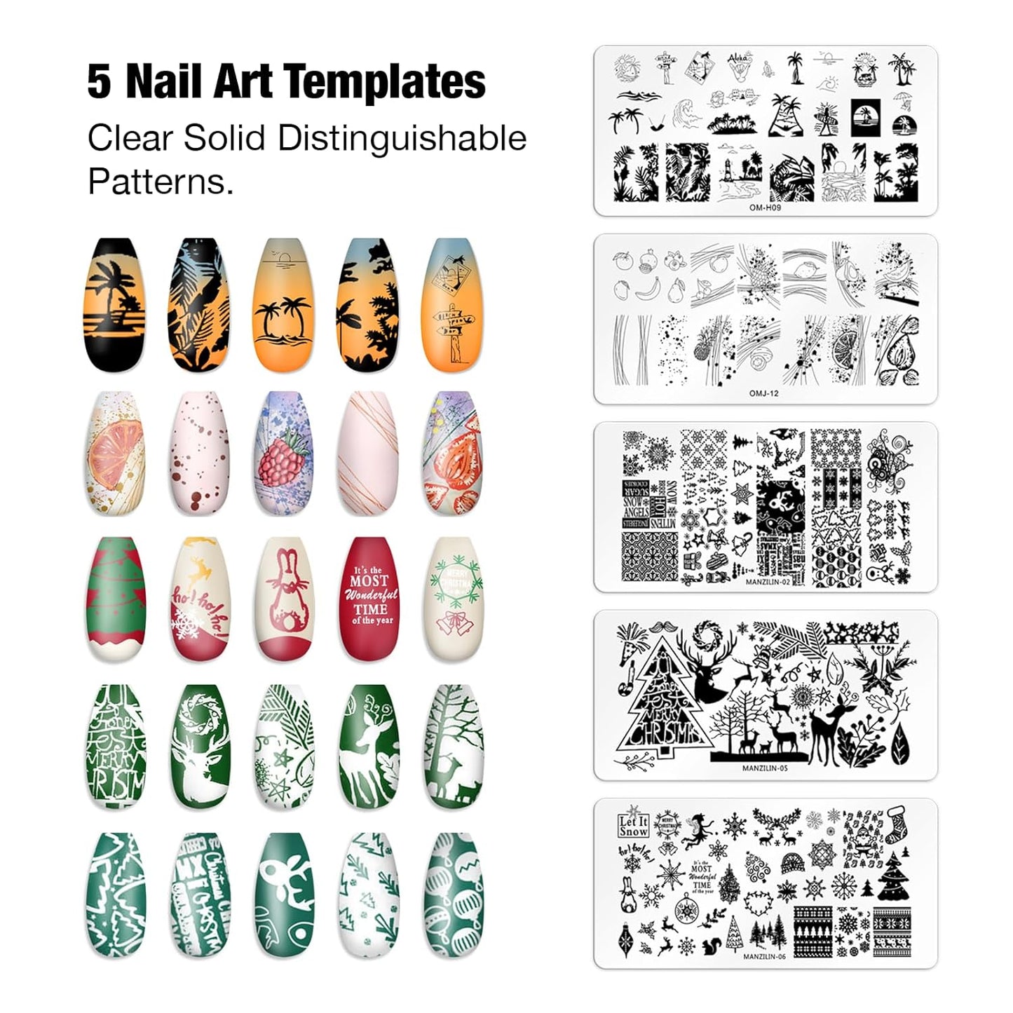 8PCS Nail Art Stamper Clear Silicone Nails Stamping Jelly with Scraper Transparent Visible Body DIY Manicure Nail Art Tool M-BrightBean Baby