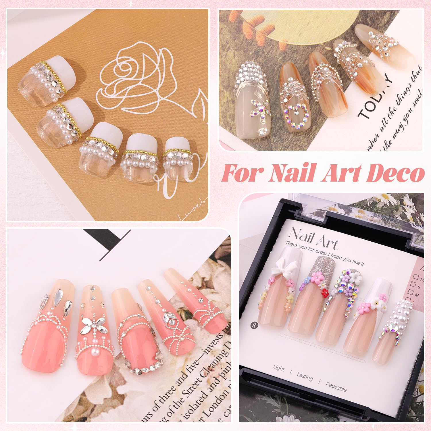 3600pcs Glass AB Nail Rhinestones 6 Sizes(1.8/2/2.4/2.8/3/4mm) Flatback Crystal Nail Charms Jewels Decoration for Nail Art and Crafting, Tweezer and Pickup Pen included-BrightBean Baby