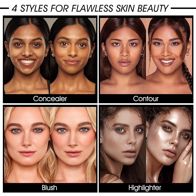 12 Colors Cream [Blush+Contour+Concealer+Highlighter] Makeup Palette for Cheeks - Multi-functional Makeup Palette with Brush, Natural Matte Long Wearing, Waterproof Face Makeup Palette (#05)-BrightBean Baby