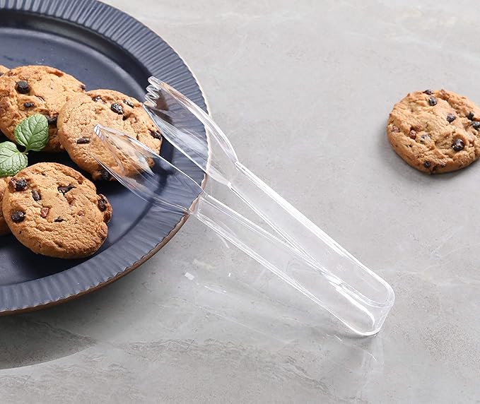 New Star Foodservice 35582 High Heat Plastic, Straight Edge Utility Tong, 6", Clear, Set of 12