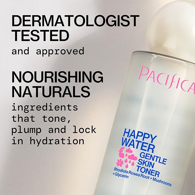 Pacifica Happy Water Hydrating Facial Toner Mist – Vegan Ceramides, Hyaluronic Acid & Electrolytes, Refreshing & Calming for Balanced Skin, Clean Beauty, Vegan, Cruelty-Free, All Skin Types, 4 oz-BrightBean Baby