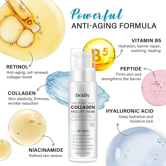 Tighten and Lift Neck Cream: Instant Face Lift Cream - 6-in-1 Anti-Aging Face Moisturizer for Anti-Wrinkle, Firm - Collagen, Retinol, Peptides & Hyaluronic Acid Neck Firming Cream for Skin Care-BrightBean Baby