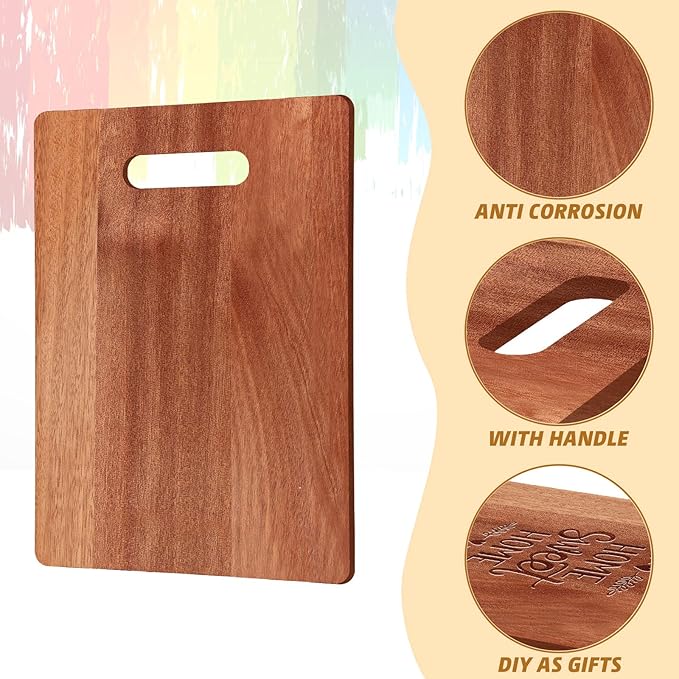 Vesici 18 Pack Bamboo/Wood Cutting Board with Handles Bulk Plain Blanks Laser Engraving Chopping Board for Customized Engraving Gifts Crafts Christmas Keepsakes(Walnut,12''x9'')