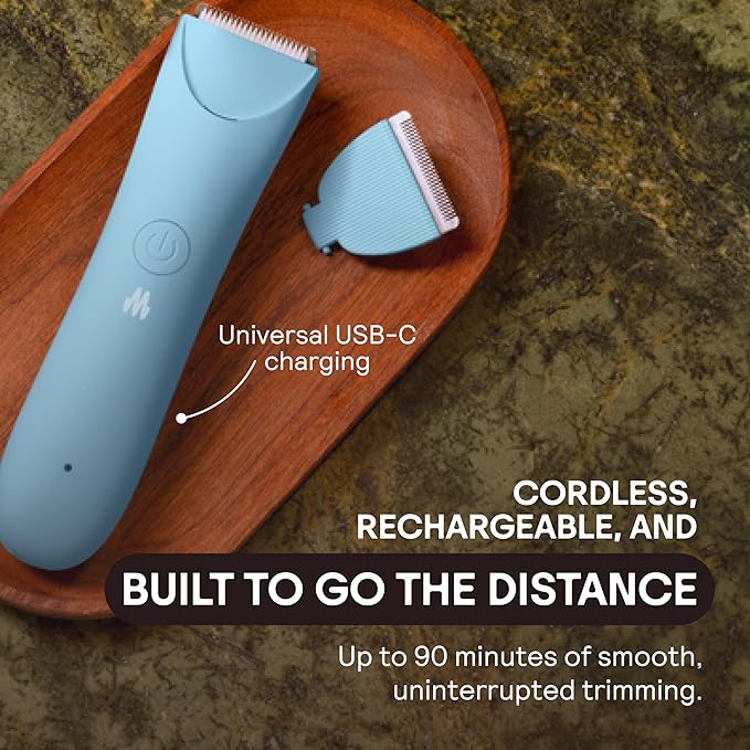 MERIDIAN Slimmer Trimmer – Electric Razor for Women, Bikini Line & Pubic Hair Trimmer, Rechargeable & Waterproof, Painless, Flawless Shave for Sensitive Skin, Gentle, Quiet & Travel-Friendly, Onyx-BrightBean Baby