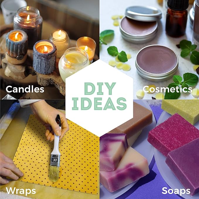 HUNNYBEE Beeswax Pellets 2LB, 100% Pure Bees Wax for DIY Candles, Skin, Body Cream, Face, and Hair Care, Lotions Deodorant, Lip Balm and Soap Making (Yellow, 2 lbs)-BrightBean Baby