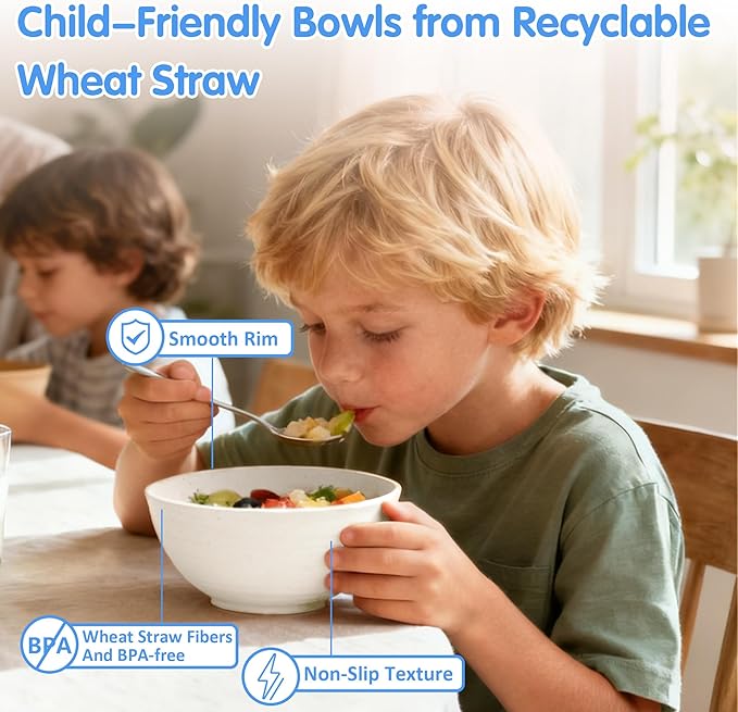 Quatish 10 PCS Unbreakable Cereal Bowls,Dishwasher & Microwave Safe Wheat Straw Bowls, Easy-to-Clean Lightweight Snack & Soup Bowl,Multi-Color Portable for Picnics Plastic Bowls Set, Brown