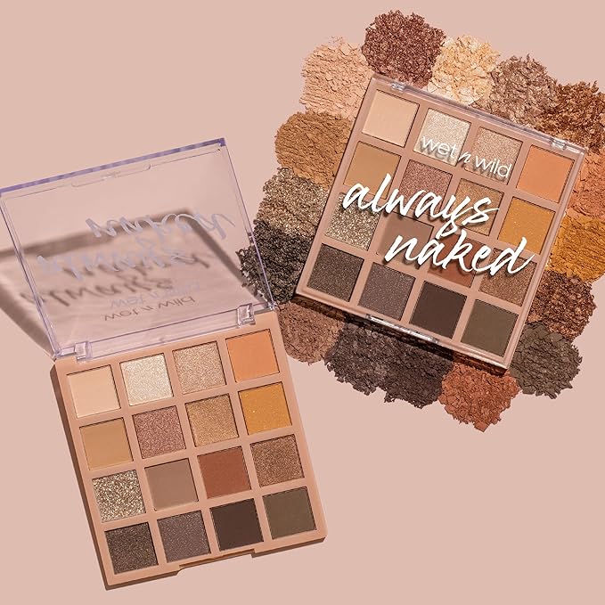 wet n wild Always Naked Palette, Nude Neutral Eye Makeup, Blendable, Warm And Cool Nude Pigments, Matte, Shimmer, Glitter, Creamy Smooth-BrightBean Baby