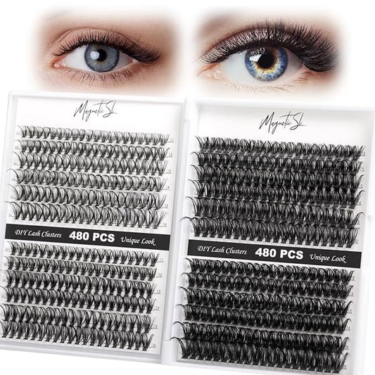 Lash Clusters 480 Clusters 60D 80D Thick Eyelash Extension 30D 40D Individual Eyelashes D Curl 11-20mm False Eyelash Multi-Style DIY Lash Extensions for Beginners(30D-80D-D, 11-20MIX)-BrightBean Baby