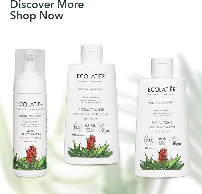 Organic Aloe Vera Facial Toner - 98% Natural Ingredients - Intense Hydration, Hyaluronic Acid, 98% Natural, Vegan - Deep Moisture, Refreshes, and Revitalizes The Skin - 8.5 Fl Oz / 250ml-BrightBean Baby