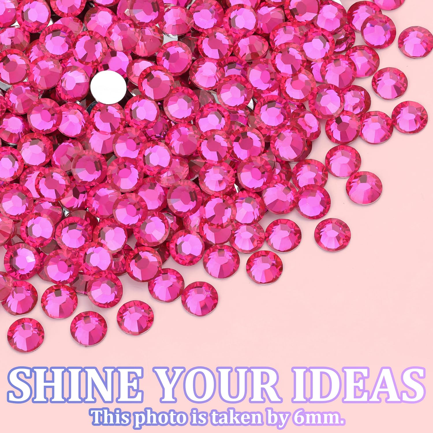 25000Pcs Resin Rhinestones with Tweezers for Crafting, Hot Pink 2-6mm Mixed Sizes Non Hotfix Flatback Gems, Bedazzling Crystal for DIY Craft Clothing Mugs Tumblers Shoes Fabric Decor Nail Art-BrightBean Baby