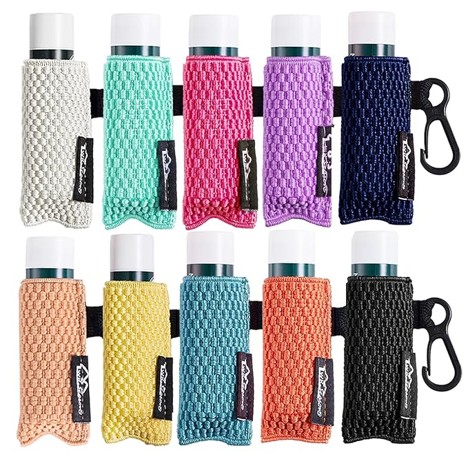WKieason Lip Balm Sleeves Holder Keychain Bulk 10pcs Clip on Chapstick Key chain Holder Lip Gloss Keychain Holder Sleeve Tight-Knit Elastic Lipstick Key Chain Holder-BrightBean Baby