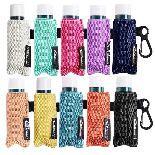 WKieason Lip Balm Sleeves Holder Keychain Bulk 10pcs Clip on Chapstick Key chain Holder Lip Gloss Keychain Holder Sleeve Tight-Knit Elastic Lipstick Key Chain Holder-BrightBean Baby