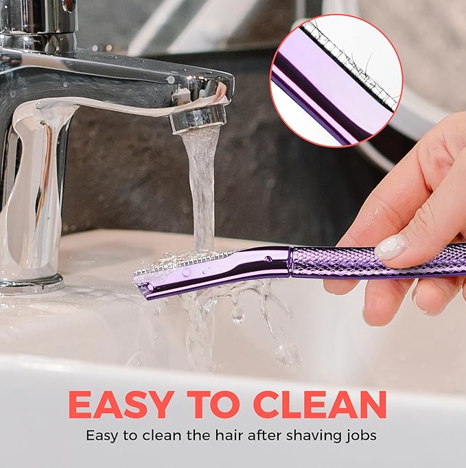 ZOMCHI Eyebrow Razor, Face Razors for Women&Men, Eyebrow Trimmer Shaper with Precision Cover, Facial Shaver with 6 Blades (Purple)-BrightBean Baby