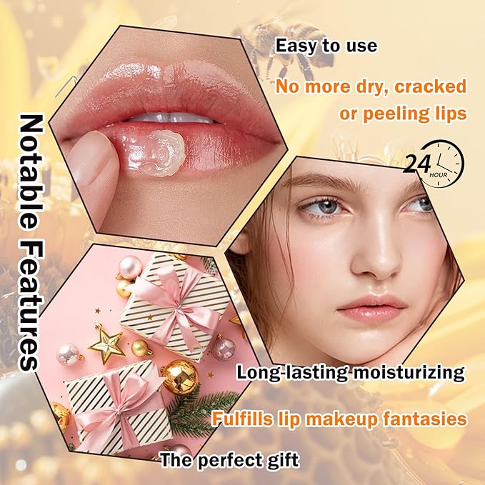 2PCS Bee Lip Balm Honey Pot,Hydrating Lip Moisturizer Cute Honey Pot Lip Balm Lip Scrubs Exfoliator with Wand,Moisturizing Exfoliating Overnight Propolis Lip Sleeping Mask for Men & Women-BrightBean Baby