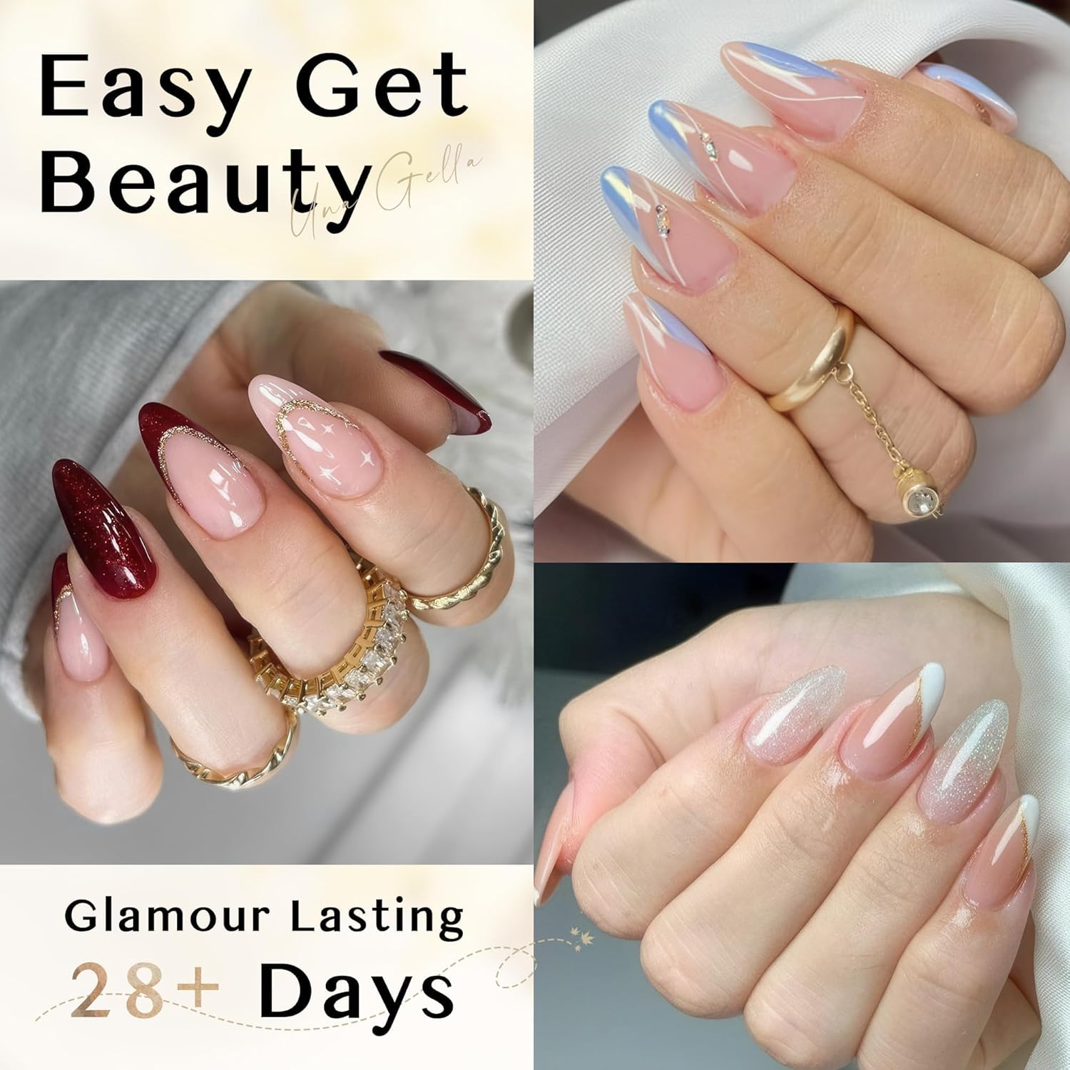 UNA GELLA Gel Nail Tips Almond Shape: 504pcs Medium Almond Nail Tips Half Cover Upgrade Soft Gel Matte Design for DIY Press On Nails Acrylic False Nails Tips 12 Sizes-BrightBean Baby