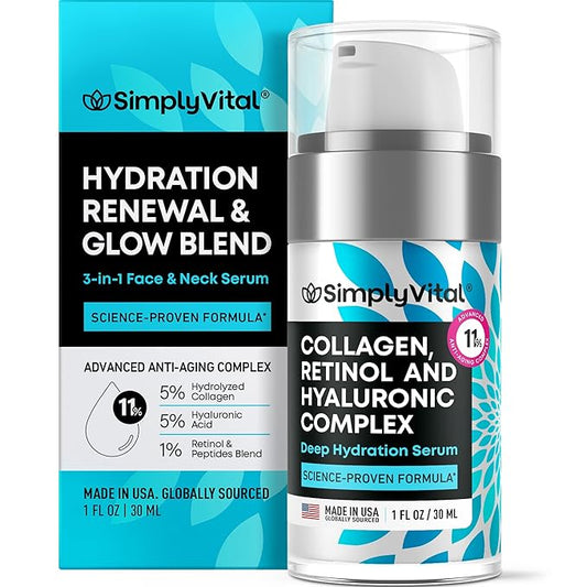 SimplyVital Moisturizer for Neck & Décolleté – With Collagen, Retinol, Peptides & Hyaluronic Acid – Anti-Aging Hydration – Made in USA – 1 fl.oz-BrightBean Baby