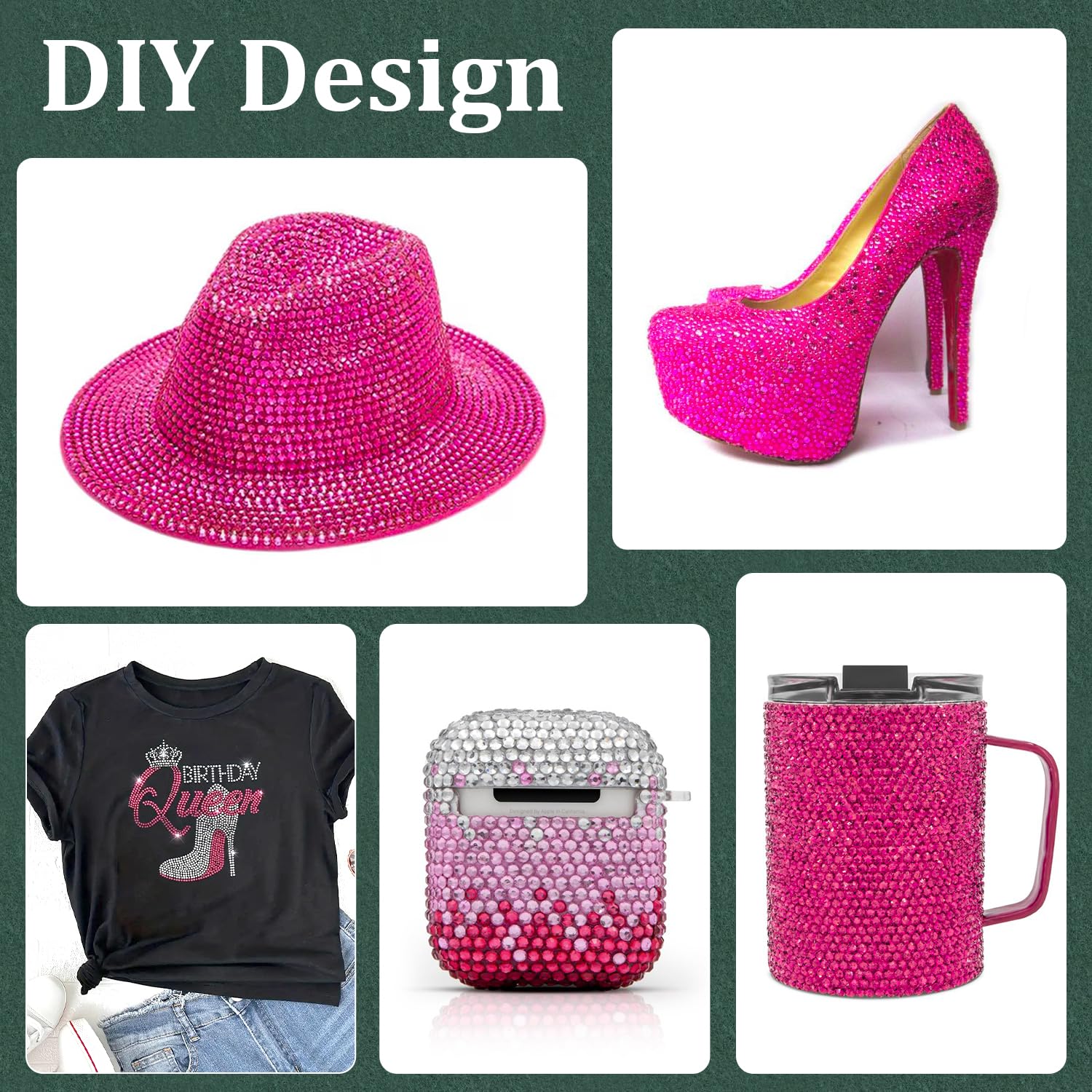 Resin Rhinestones for Crafting with B7000 Jewelry Glue, 1 Box Hot Pink Flatback Crystals with 3Pcs 10ml Glue for Bedazzling Crafts DIY Nail Art Makeup，Non Hotfix Gems for Clothing Shoes-BrightBean Baby