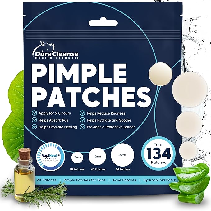Pimple Patches for Face - 134 Count Hydrocolloid Acne Patches - Zit, Blemish, Cystic Acne Dots & Dark Spot Treatment - Invisible Clear Pimple Patch Stickers for Forehead, Chin, Nose, 3 Sizes (S, M, L)-BrightBean Baby