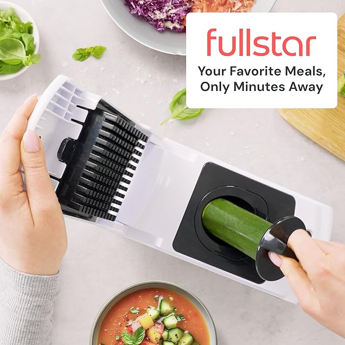 Fullstar Vegetable Chopper and Spiralizer - Food Chopper with Container, Fruit Slicer, Kitchen Gadgets & Accessories, Home Essentials (9 in 1, Black)