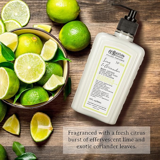 C.O. Bigelow Lime Coriander Body Lotion, Village Perfumer Moisturizing Body Lotion with Aloe Vera, Borage Oil & Olive Oil, 10 Fl Oz-BrightBean Baby