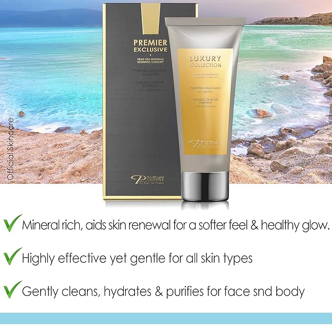 Premier Dead Sea mud mask, anti-aging skin care, pore refining mask, witch hazel, aloe vera gel, minerals, nutrients & antioxidants black face mask for body & facial mask skin care 4.4FL.oz-BrightBean Baby