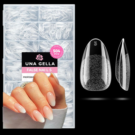 UNA GELLA Short Oval Almond Fake Nails 504pcs Press on Nails Pre-shape Short Almond Round Gel Nail Tips for Full Cover Acrylic False Nails For Nail Extension Home DIY Salon 12 Sizes False Gelly Tips-BrightBean Baby