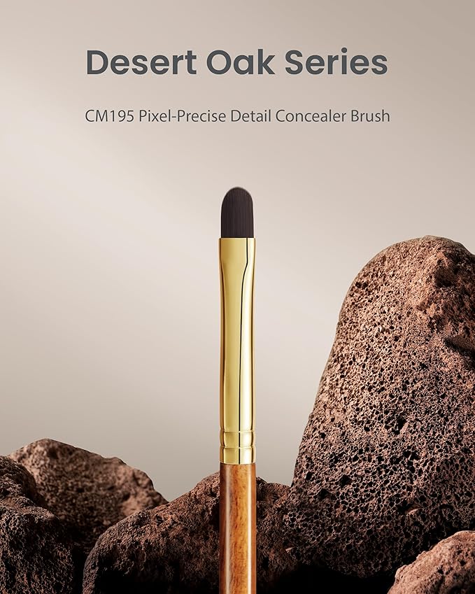 Desert Oak Series Pixel-Precise Detail Concealer Brush - Micro Teardrop Head for Acne Scars & Dark Spots, Sustainable Bubinga Handle (CM 195)-BrightBean Baby