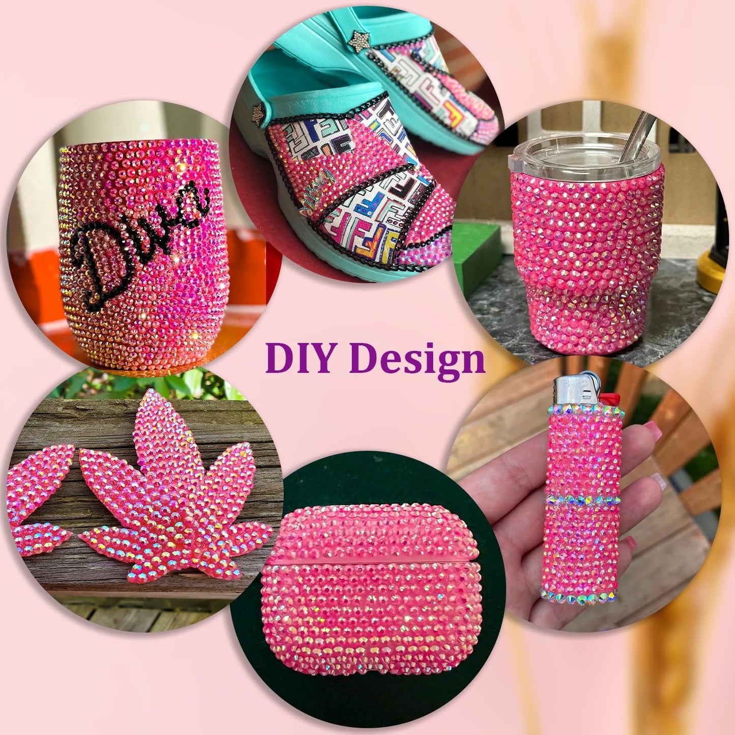 Resin Jelly Rhinestones for Crafting with B7000 Jewelry Glue, 2 Boxes Hot Pink AB Flatback Crystals with 3Pcs 10ml Glue, Bedazzling Non Hotfix Gems for DIY Tumblers Clothing Shoes Manicure-BrightBean Baby