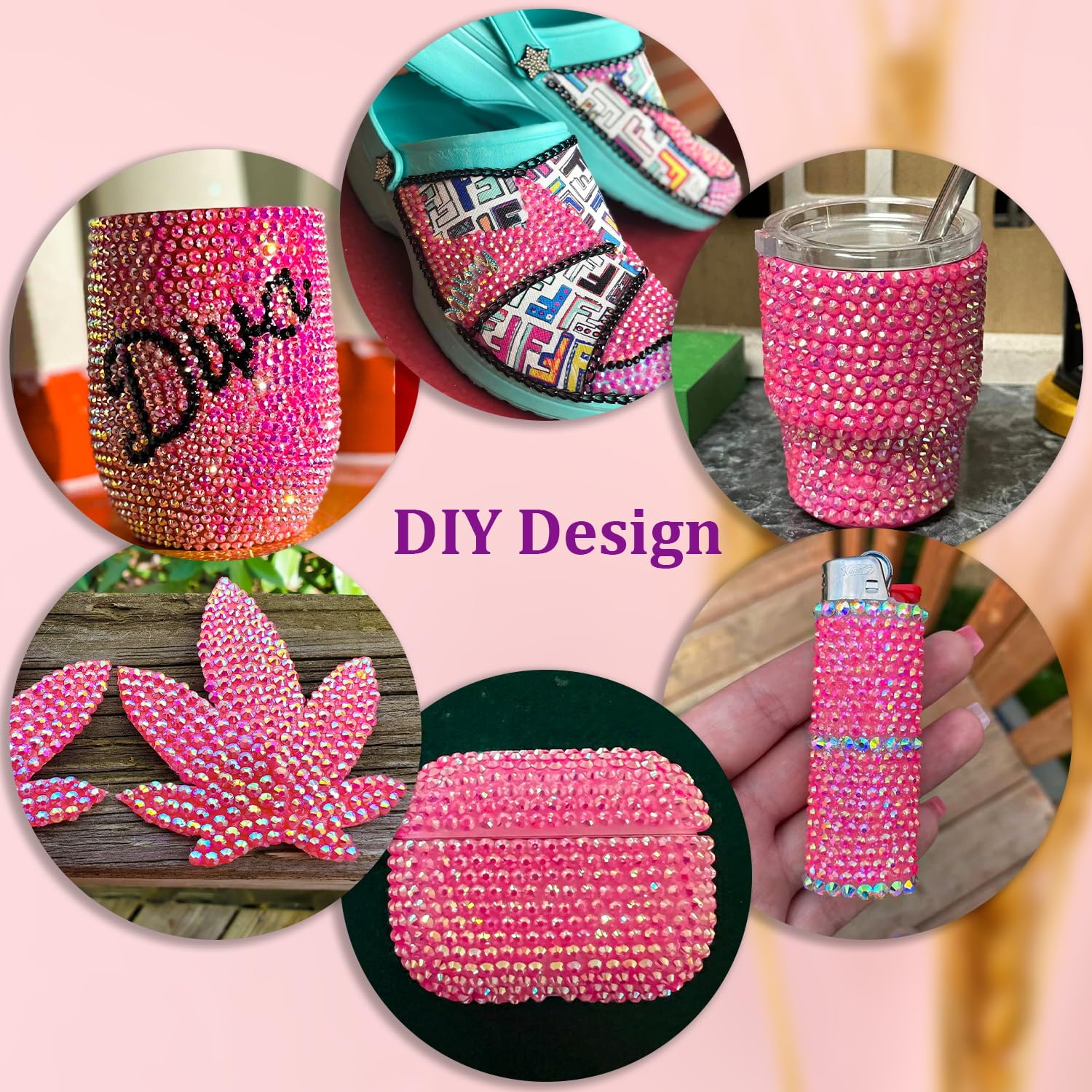 Resin Jelly Rhinestones for Crafting with B7000 Jewelry Glue, 2 Boxes Hot Pink AB Flatback Crystals with 3Pcs 10ml Glue, Bedazzling Non Hotfix Gems for DIY Tumblers Clothing Shoes Manicure-BrightBean Baby