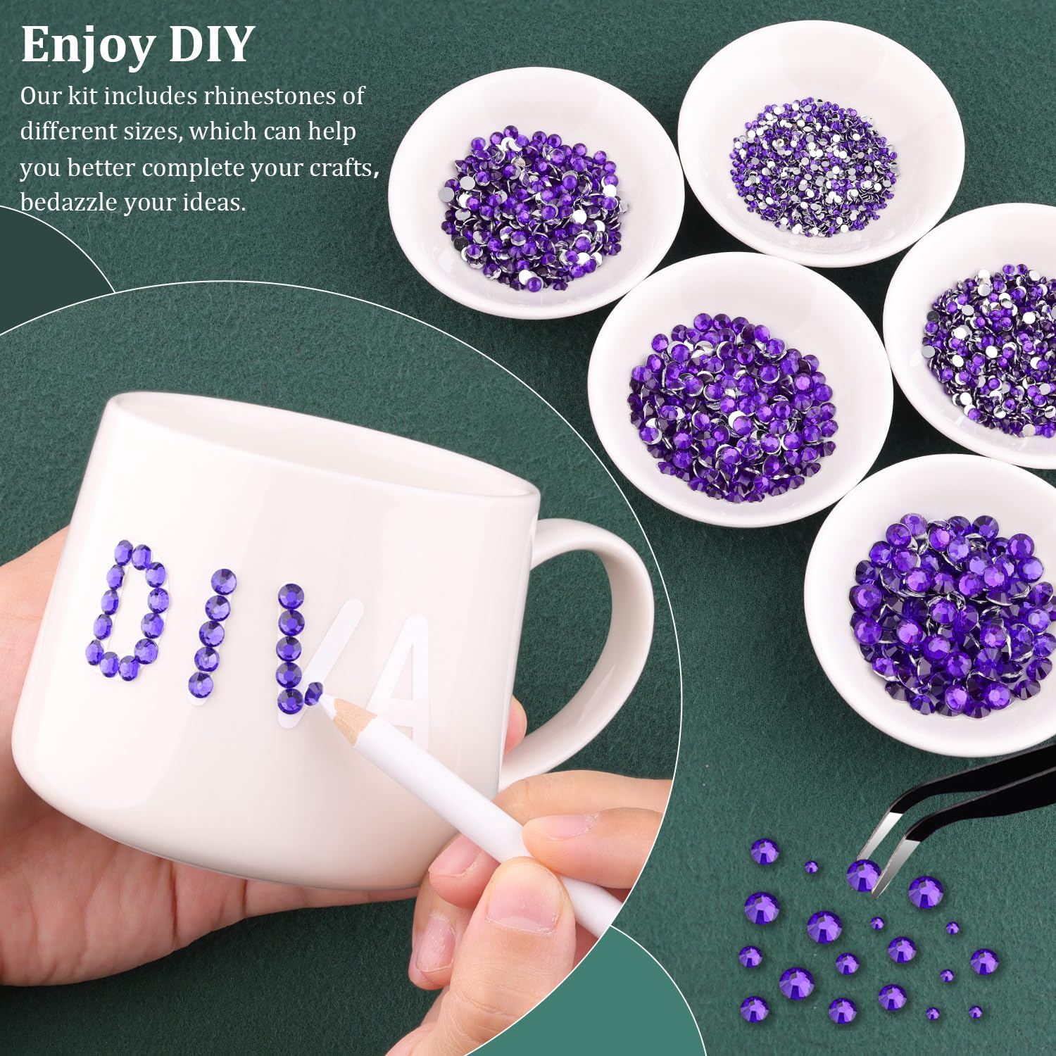 Resin Rhinestones for Crafting with B7000 Jewelry Glue, 1 Box Blue Purple Flatback Crystals with 3Pcs 10ml Glue for Bedazzling Crafts DIY Nail Art Makeup，Non Hotfix Gems for Clothing Shoes-BrightBean Baby
