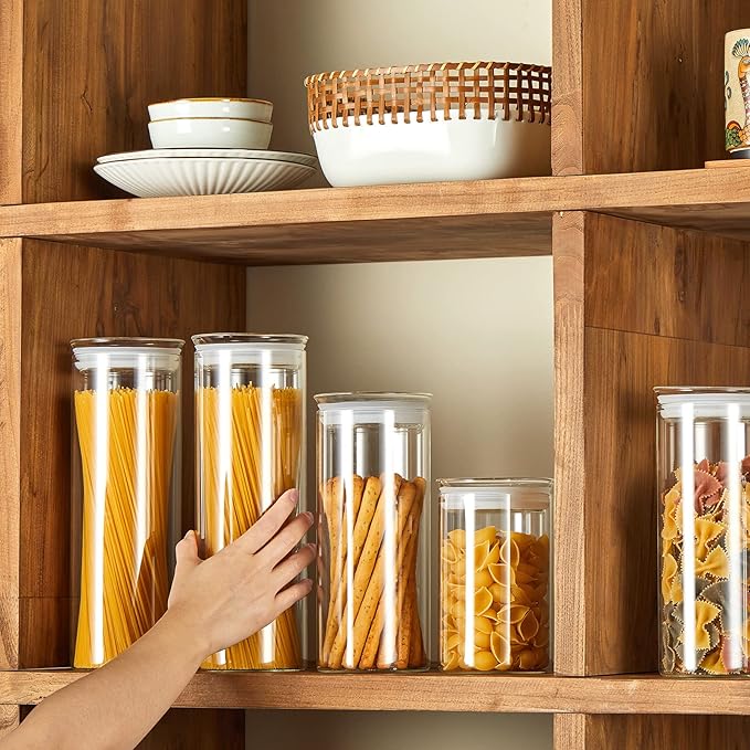 ZENS 37oz Glass Jars Set of 2, Clear Glass Kitchen Canisters with Airtight Lids, Wide Mouth Glass Storage Containers for Cereal, Coffee Beans, Loose Tea