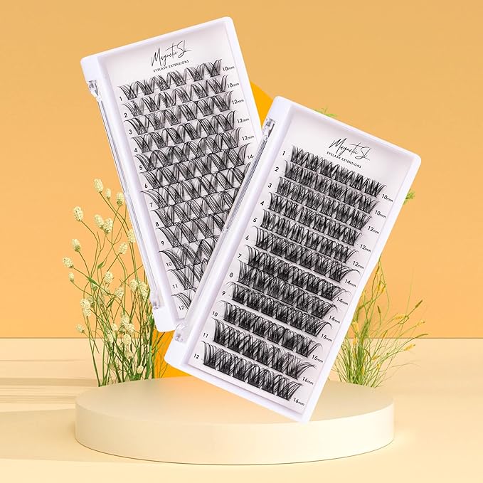 Cluster Lashes 72 Individual Lashes Clusters Eyelash Extensions False Eyelashes DIY Lash Extension Reusable False Eyelashes Natural Look Mix 10-16mm C D Curl-DM27-BrightBean Baby