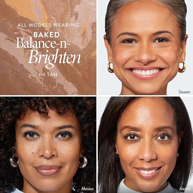 LAURA GELLER NEW YORK Award-Winning Baked Balance-n-Brighten To Go Travel Size Color Correcting Powder Foundation - Tan - Buildable Light to Medium Coverage - Demi-Matte Natural-BrightBean Baby