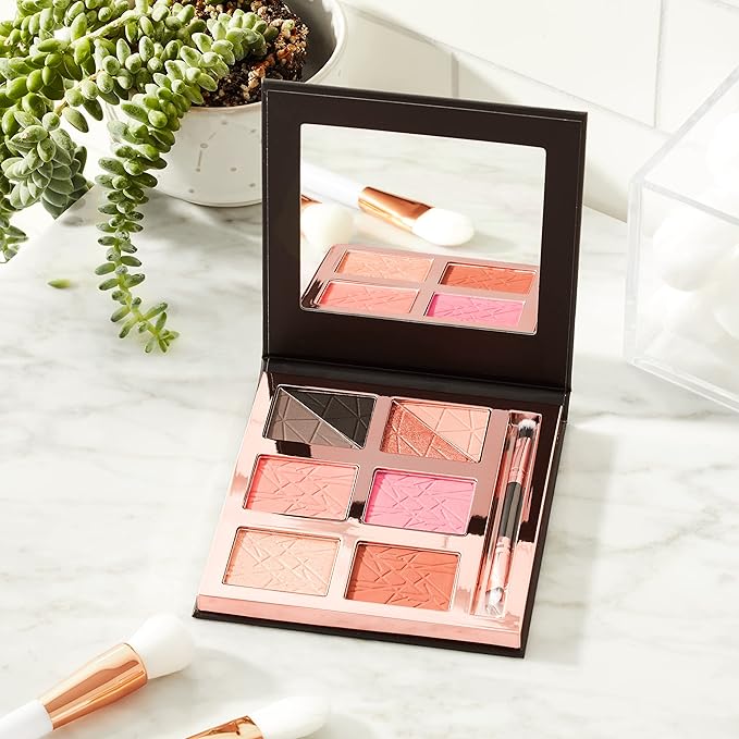 Luxe Light & Loaded Multi-Use Palette | 4-in-1, Eyeshadow, Blush, Contour, Highlight | Mix colors for Custom Blends | Includes Mirror and Dual Brush-BrightBean Baby
