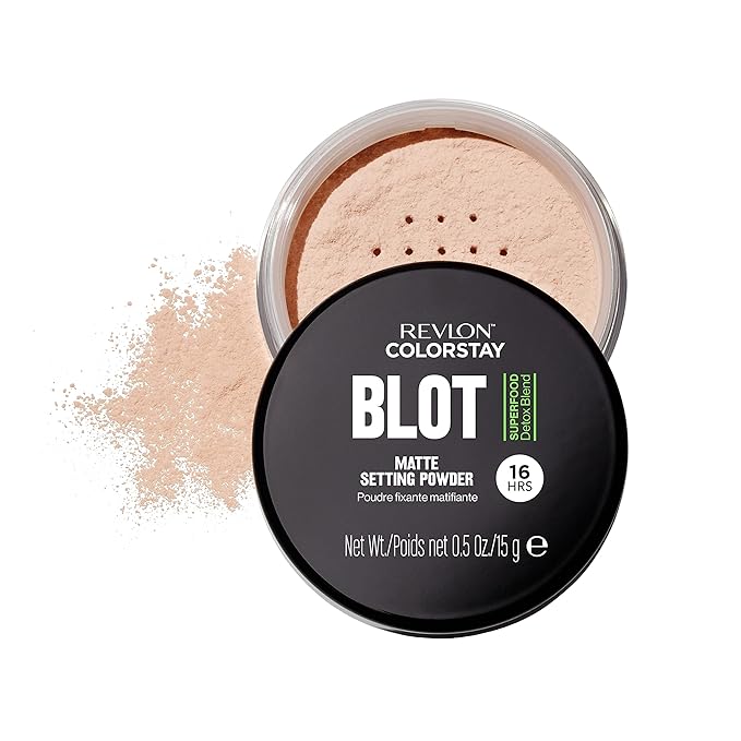 Revlon ColorStay Blot Face Powder, Mattifying, Blurring & Oil Absorbing Setting Powder, Absorb Sebum, Blurs Imperfections and Reduces Pore Appearance, 0.5 oz-BrightBean Baby