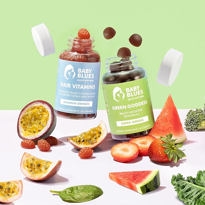 Baby Blues Grow and Glow Beauty Bundle - Gummies for Postpartum Hair Growth and Glowing Skin-BrightBean Baby
