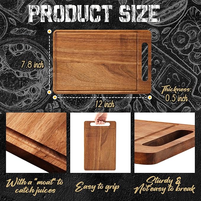 Nuenen 40 Pcs Bulk Wood Cutting Board with Handle 12 x 7.8 Inch Acacia Bamboo Wooden Kitchen Serving Chopping Boards for Pizza, Bread, Charcuterie, Fruit, Vegetables (Acacia)