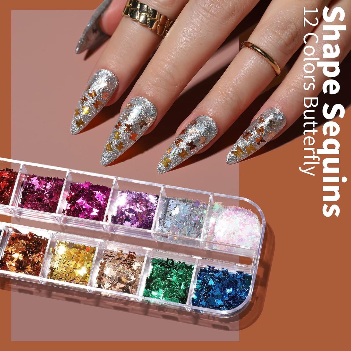 FANDAMEI Nail Tools, Nail Art Brushes Set, Nail Art Dotting Tools, Nail Stickers, Butterfly Nail Art Sequins, Nail Foils, Nail Art Flakes Iridescent, Nail Art Kits, Rhinestones For Nails Design-BrightBean Baby