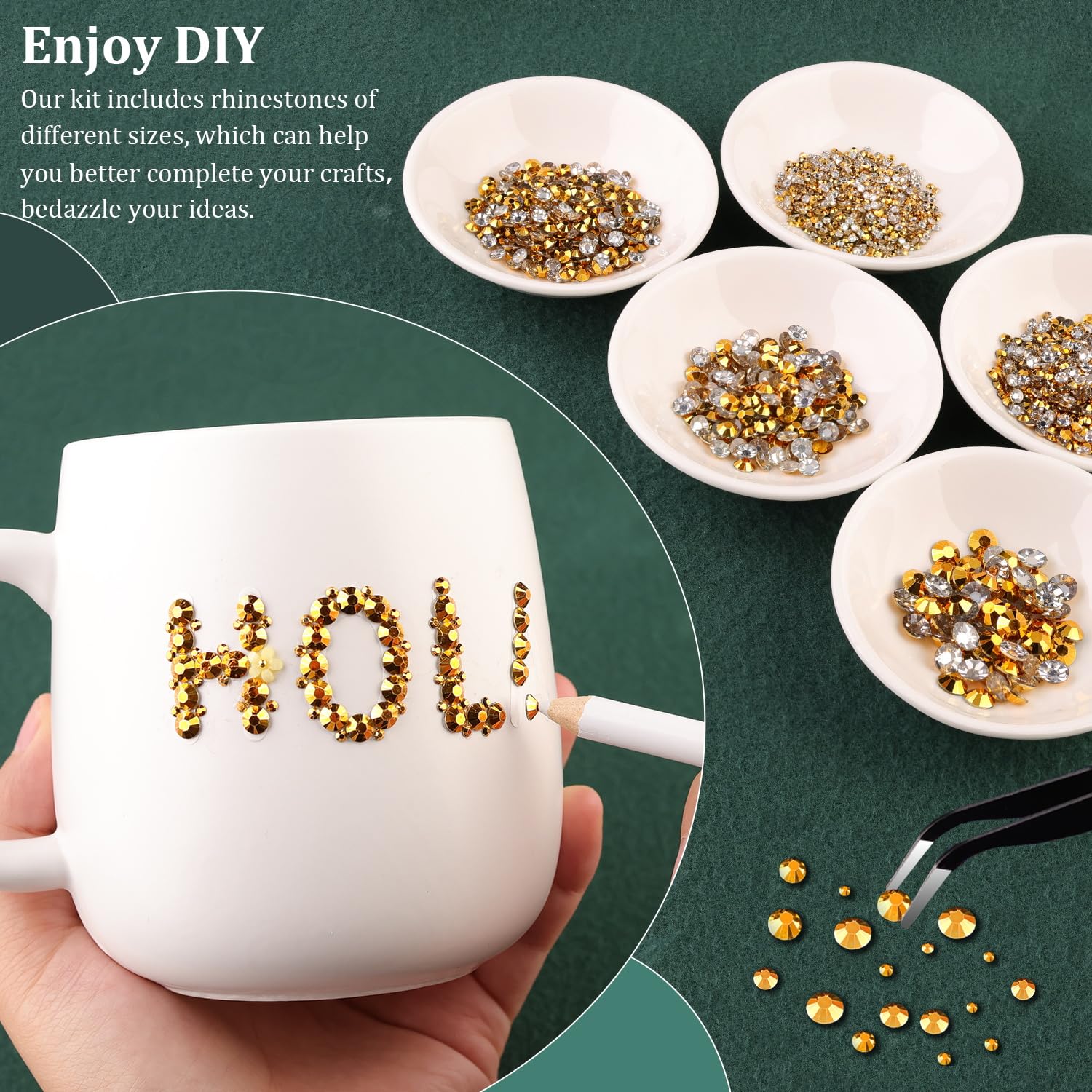 Resin Rhinestones for Crafting with B7000 Jewelry Glue, 2 Boxes Gold Flatback Crystals with 3Pcs 10ml Glue for Bedazzling Crafts DIY Nail Art Makeup，Non Hotfix Gems for Clothing Shoes-BrightBean Baby