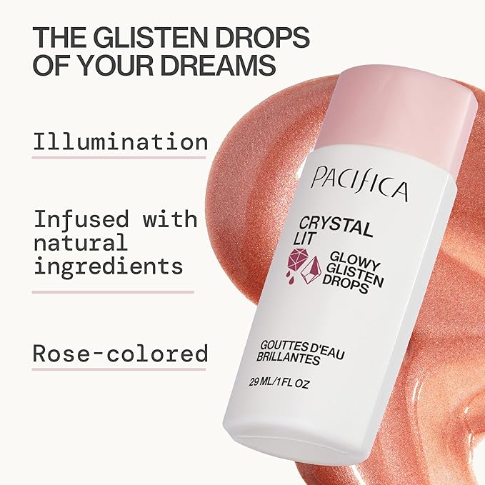 Pacifica Crystal Lit Glowy Glisten Drops – Face Makeup - Shimmery Multi-Use Liquid Blush/Highlighter for Radiant, Dewy Cheeks Luminous Glow Clean Beauty Vegan & Cruelty-Free Dermatologist Tested-BrightBean Baby