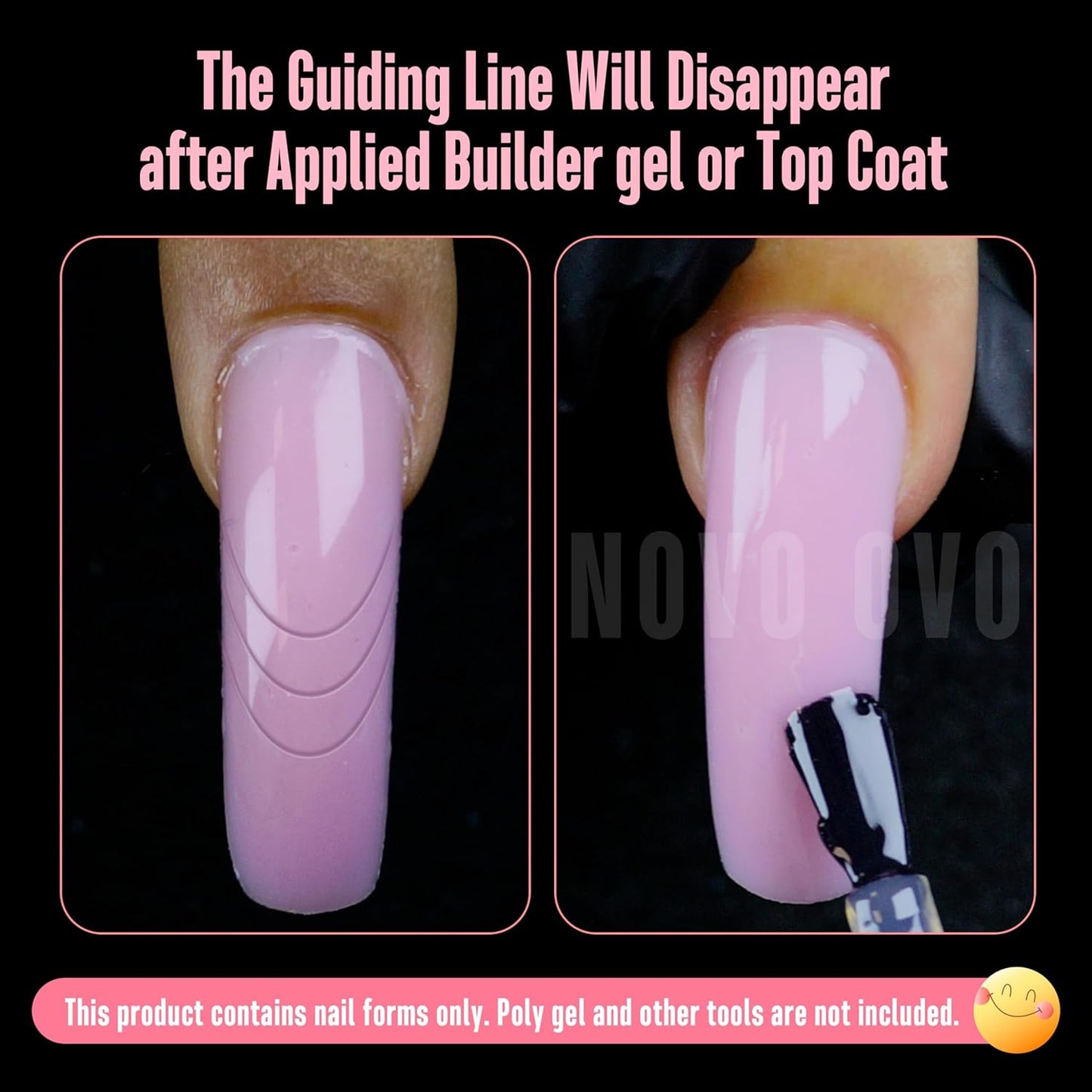 Helloween Curved Square Nail Dual Forms for Poly Gel Extension with Guiding Line Inside, M L XL Reusable Full Cover Acrylic/Builder/Hard Gel Polygel Molds for Salon DIY x 15 sizes 150 Pcs-BrightBean Baby