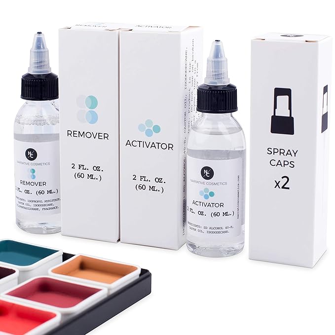Complexion Alcohol-Activated Palette, Activator, and Remover Kit, Professional SFX Makeup Set-BrightBean Baby
