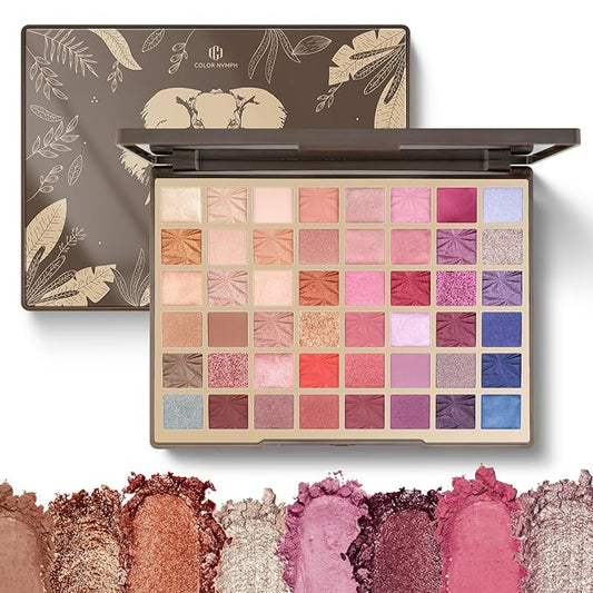 Color Nymph Artistry Palette, Multichrome Makeup Palettes For Face High Pigmented Eyeshadow with Matte Shimmer & Cream Eye Shadows Easy Makeup Blending Palette For Daily Stage Versatile Make Up Looks-BrightBean Baby
