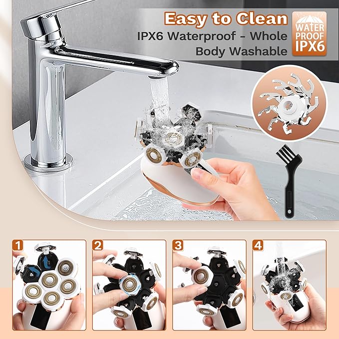 Electric Razors for Women, 7D Electric Shaver for Women, 5 in 1 Lady Shavers, Wet/Dry Bikini Trimmer, Rechargeable Facial Hair Removal, Painless Face Razor for Arms Legs Armpit Pubic Area-BrightBean Baby