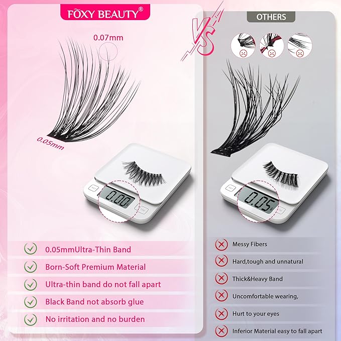 Waltz Lash Clusters Kit - Lash Clusters Lash Extension Kit with Bond and Seal Eyelash Cluster 20D30D40D50D-0.07D Cluster Eyelash Extensions Eyelash Extension Kit DIY at Home-BrightBean Baby