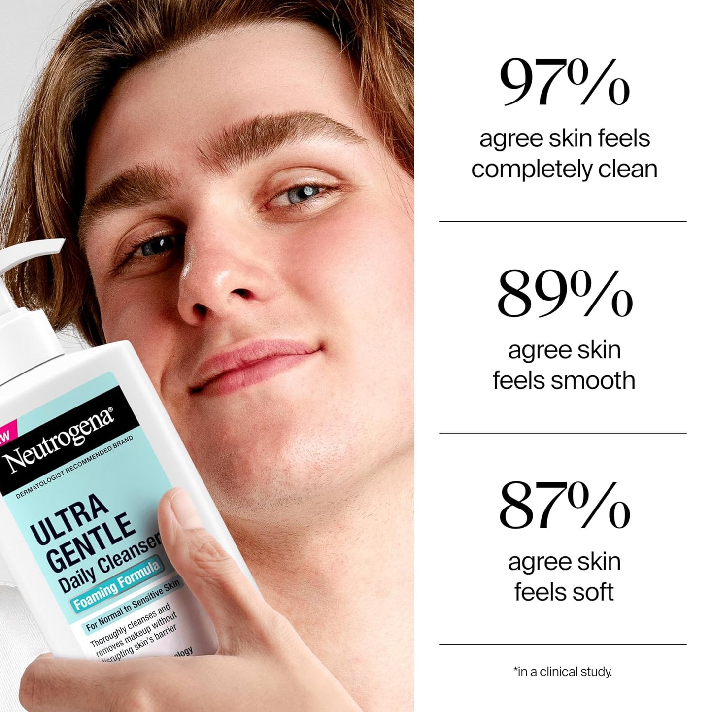 Neutrogena Ultra Gentle Foaming Facial Cleanser, Foaming Face Wash for Sensitive Skin, Gently Cleanses Away Dirt, Oil & Makeup Without Over Drying, Fragrance-Free, 5.8 fl. oz-BrightBean Baby